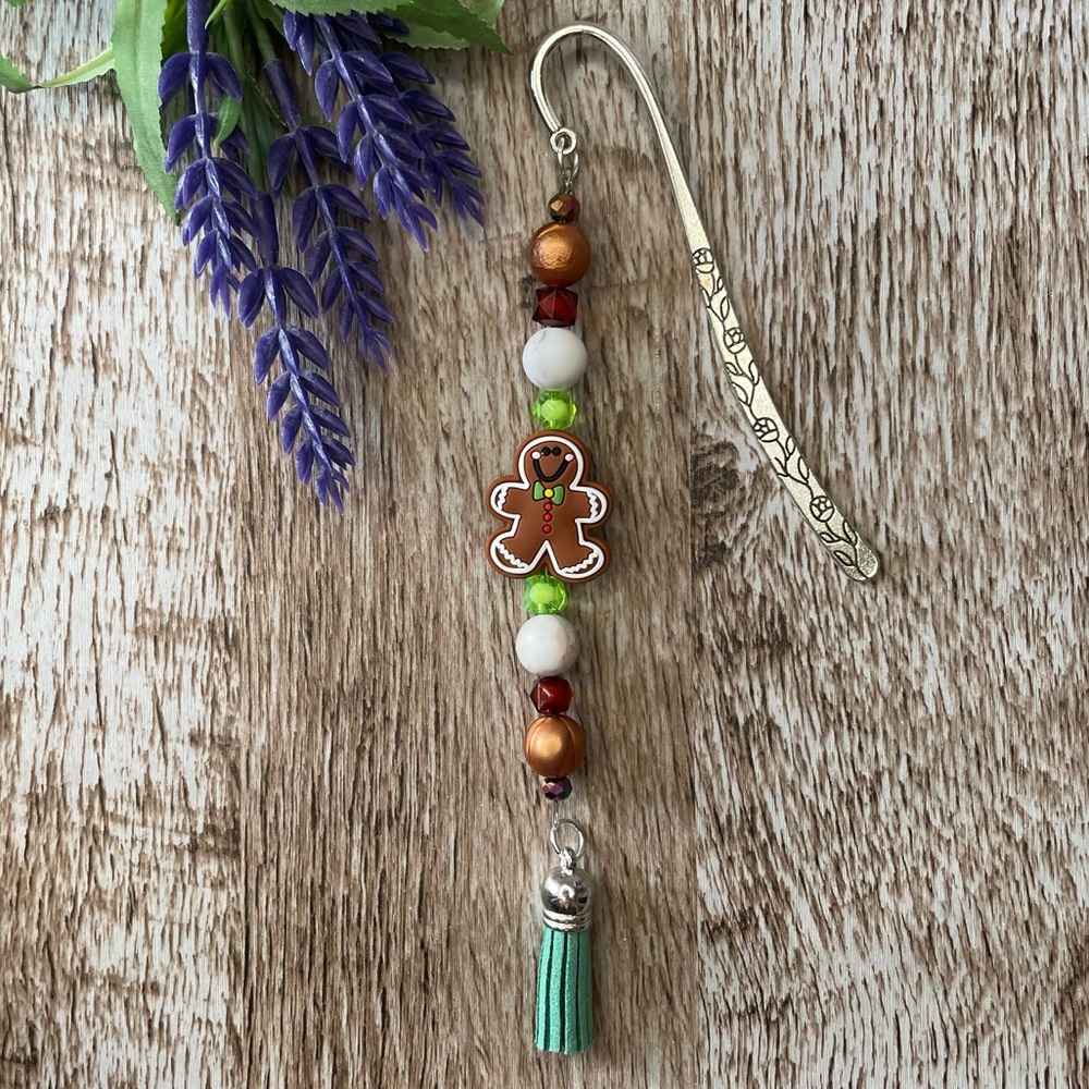Bookmark Gingerbread Handcrafted Artisan Beaded Metal Journal Gifts Read Book